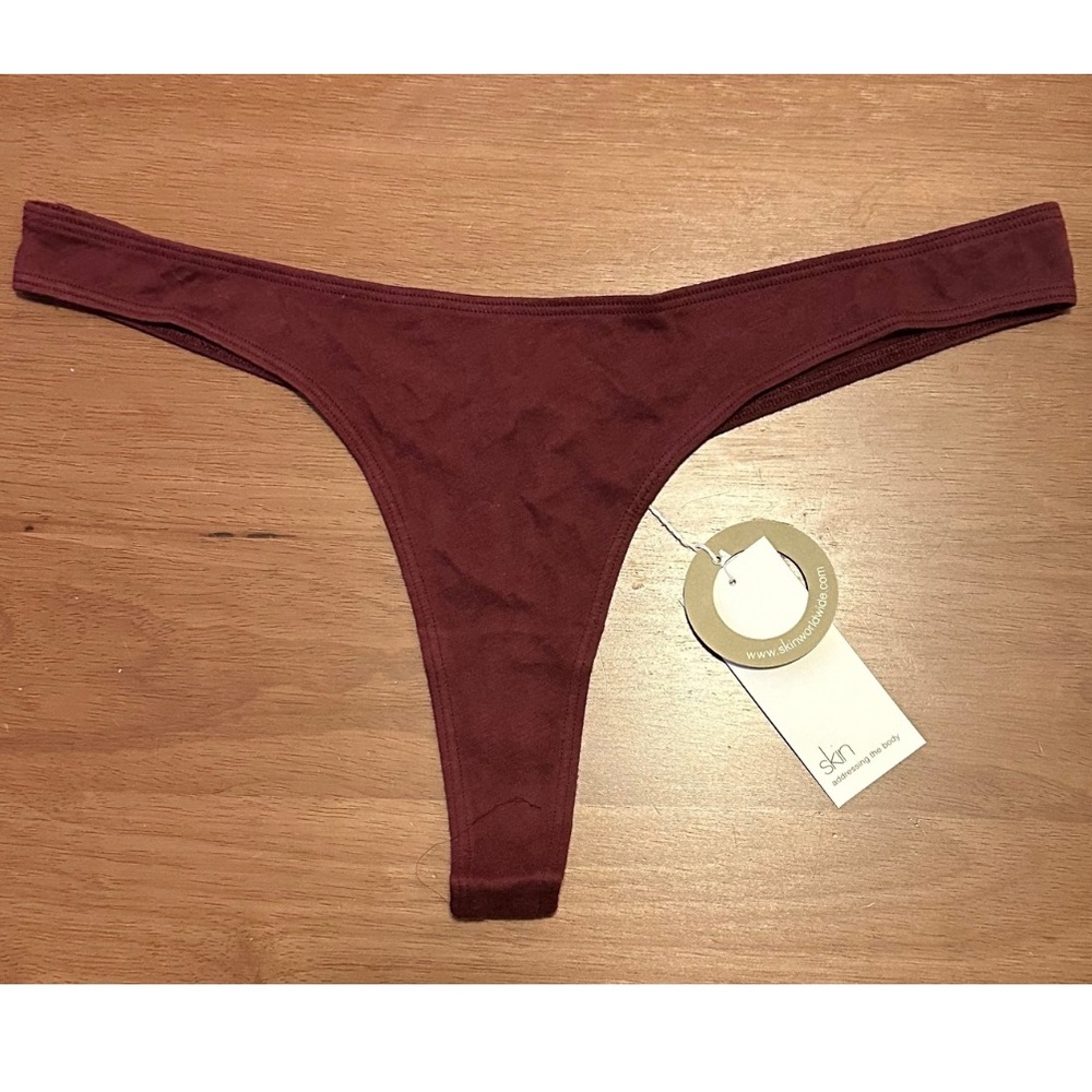 Skin Worldwide Graysen High Cut Thong Panty, Burgundy, Size XL